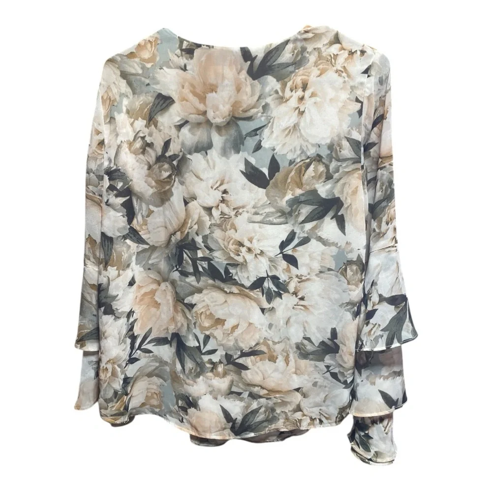 Calvin Klein Beige Floral V-Neck Blouse - Picture 8 of 8